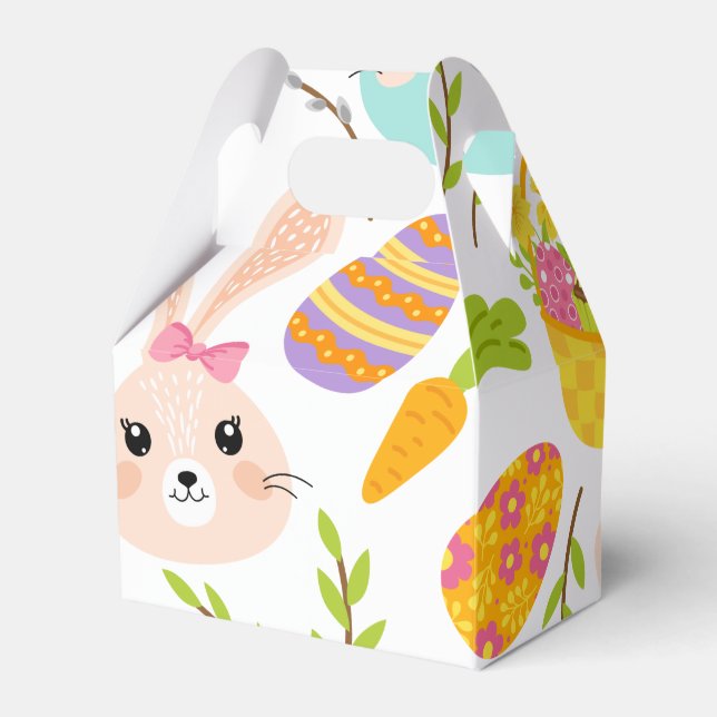 Happy Easter Bunny Eggs, Spring Pattern Gift Favour Box (Front Side)