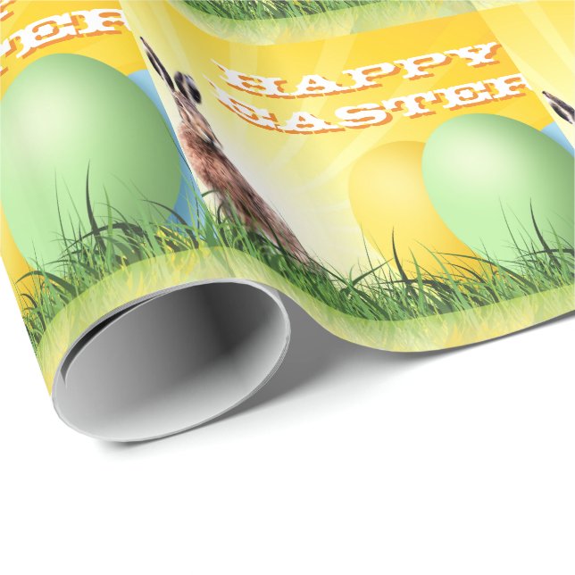 HAPPY EASTER - Bunny & Eggs Wrapping Paper (Roll Corner)