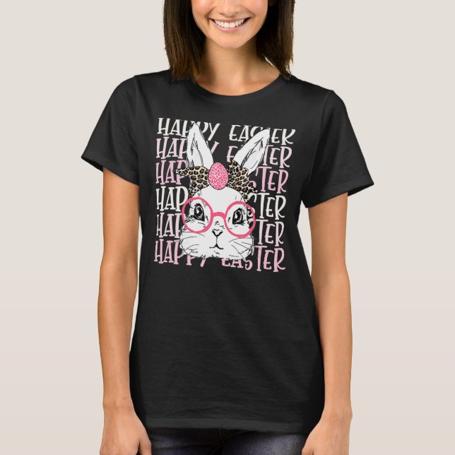 Happy Easter Bunny Face Easter Egg Headband Girls  T-Shirt (Front)