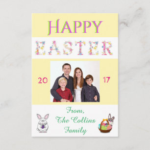 Happy Easter Bunny Family Photo Card Customise