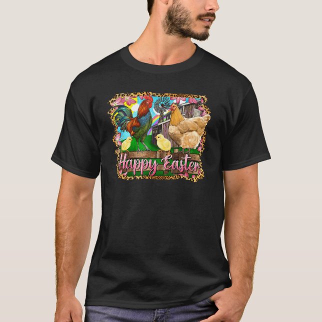 Happy Easter Bunny Farmer Chicken  Rabbit Easter D T-Shirt (Front)