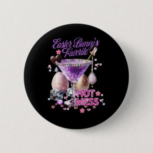 Happy Easter Bunny Favourite Hot Mess Cute Martini 6 Cm Round Badge