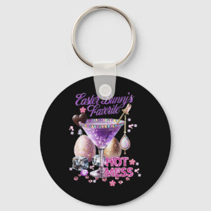 Happy Easter Bunny Favourite Hot Mess Cute Martini Key Ring