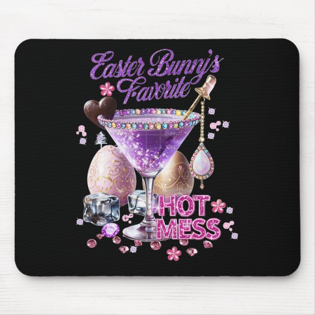 Happy Easter Bunny Favourite Hot Mess Cute Martini Mouse Mat (Front)