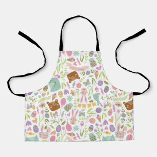 Happy Easter Bunny Floral Pattern Apron