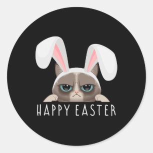 Happy Easter Bunny Fun Pajama Dress Cat Party Rabb Classic Round Sticker