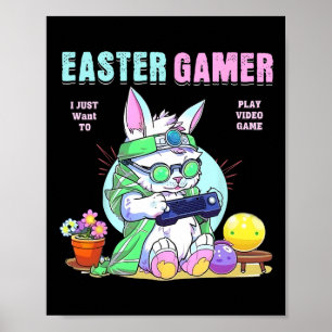 Happy Easter Bunny Funny Gamer Video Game Boys Gir Poster