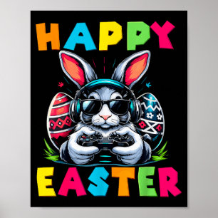 Happy easter bunny funny gaming men women boys poster