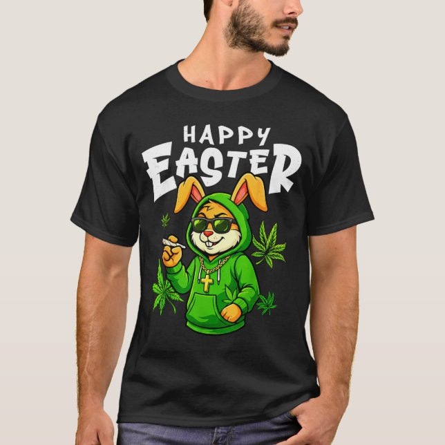 Happy easter bunny funny rabbit smoking for menHap T-Shirt (Front)