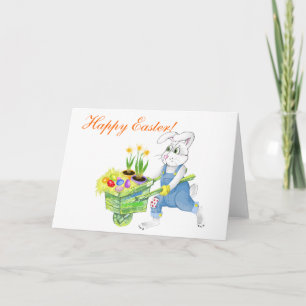 Happy Easter bunny gardener Holiday Card