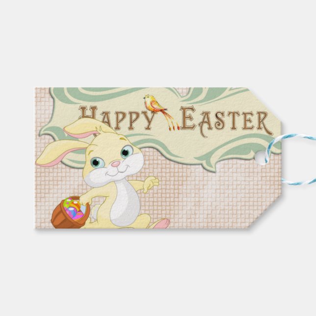 Happy Easter Bunny Gift Tags (Front (Horizontal))