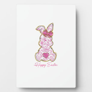 Happy Easter Bunny Girls Easter Women Pink Floral  Plaque