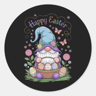 Happy Easter Bunny Gnome Hug Easter Eggs Gnome Lov Classic Round Sticker