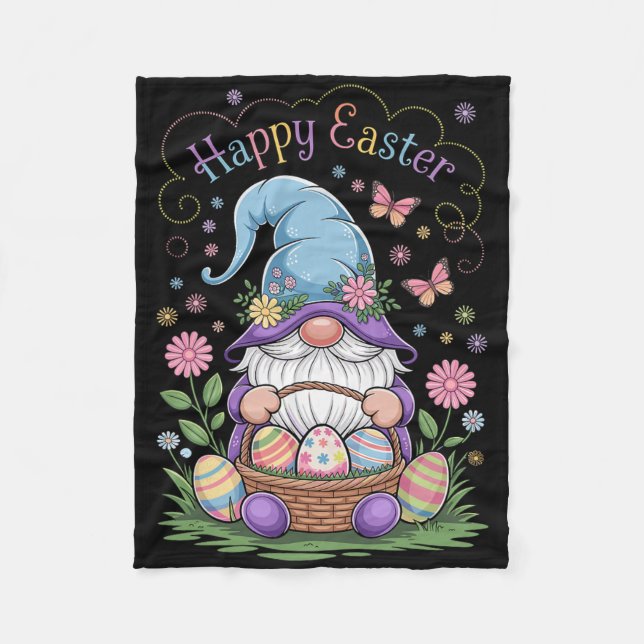 Happy Easter Bunny Gnome Hug Easter Eggs Gnome Lov Fleece Blanket (Front)