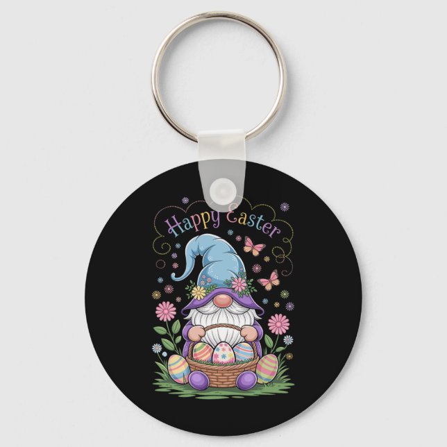 Happy Easter Bunny Gnome Hug Easter Eggs Gnome Lov Key Ring (Front)