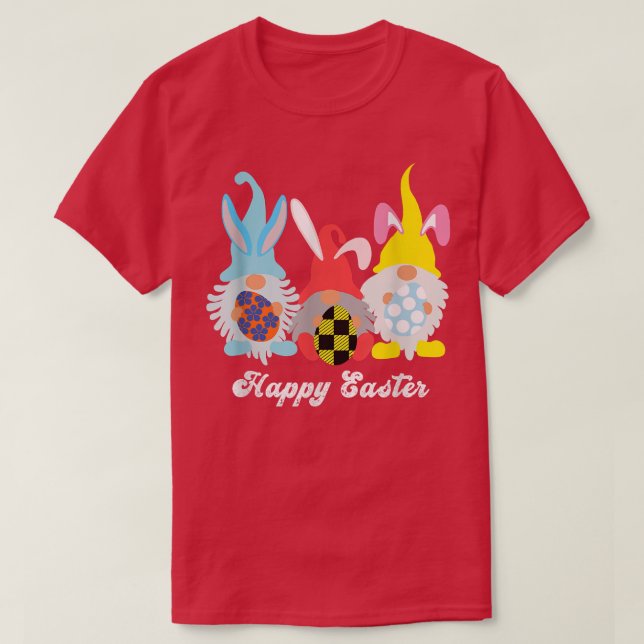 Happy Easter Bunny Gnome Hug Eggs  T-Shirt (Design Front)