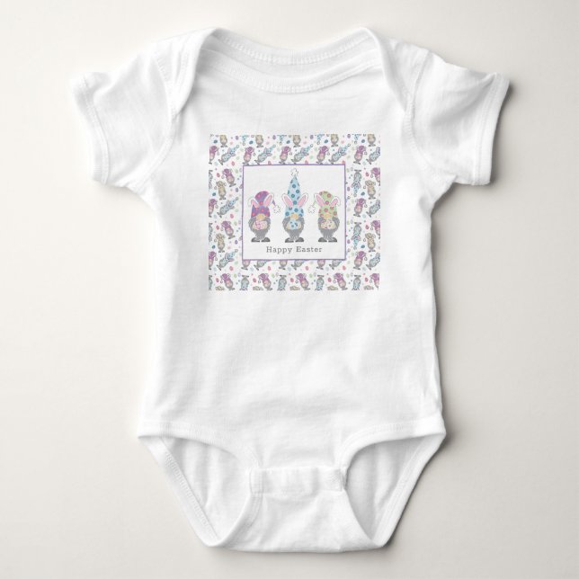 Happy Easter Bunny Gnomes Baby Bodysuit (Front)
