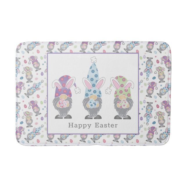 Happy Easter Bunny Gnomes Bath Mat (Front)