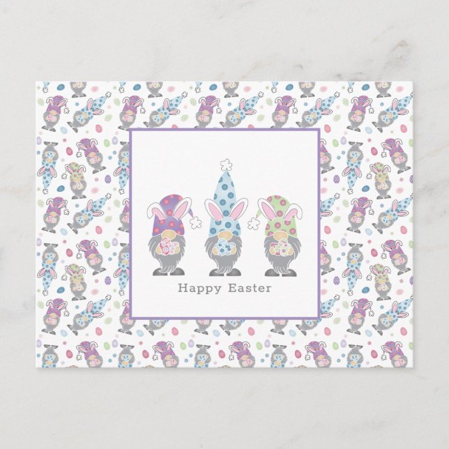 Happy Easter Bunny Gnomes Postcard (Front)