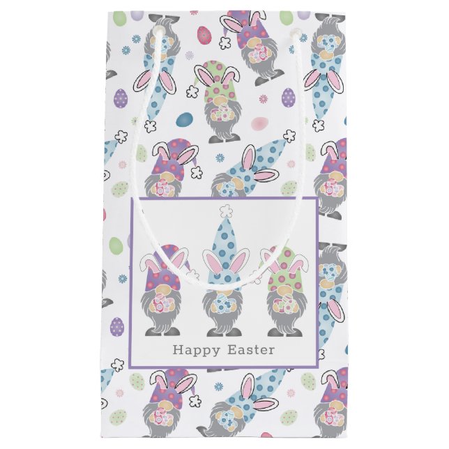Happy Easter Bunny Gnomes Small Gift Bag (Front)