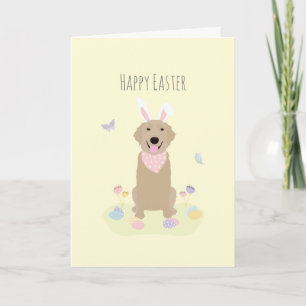 Happy Easter Bunny Golden Retriever Card