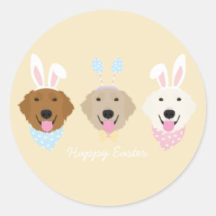 Happy Easter Bunny Golden Retriever Classic Round Sticker