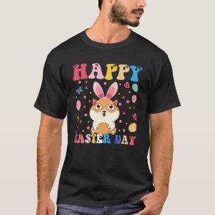 Happy Easter Bunny Guinea Pig Easter Day Groovy T-Shirt