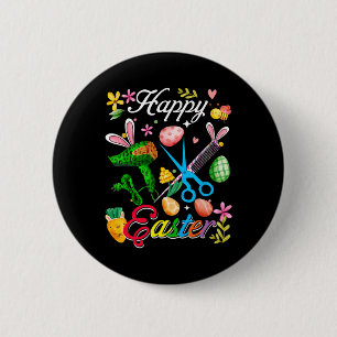 Happy Easter Bunny Hair Stylist Tools Job Team Hun 6 Cm Round Badge