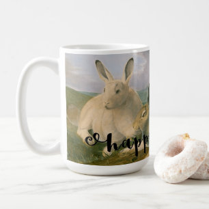 Happy Easter Bunny Hare Couple Watercolor Vintage Coffee Mug