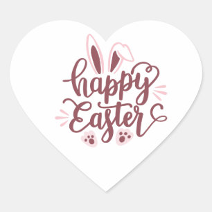 Happy Easter Bunny Heart Sticker