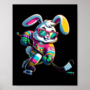 Happy Easter Bunny Hockey Rabbit Men Women Kid (1) Poster