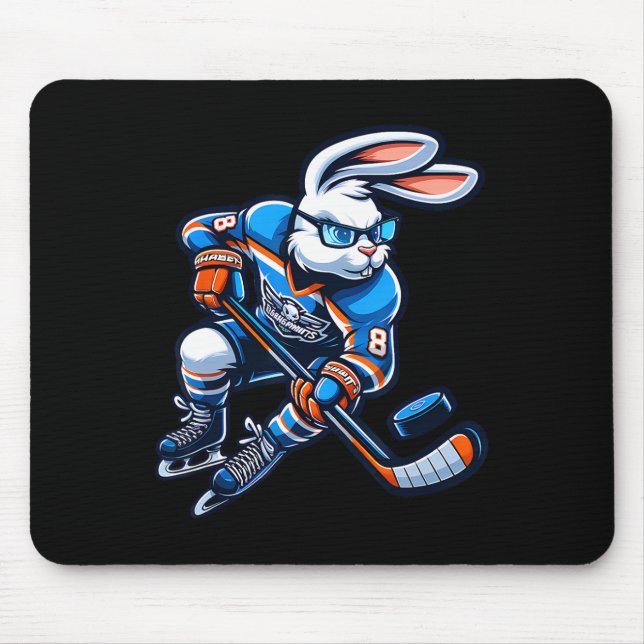 Happy Easter Bunny Hockey Rabbit Men Women Kid  Mouse Mat (Front)