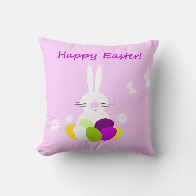 Happy Easter Bunny Home Decor Pillow (Front)