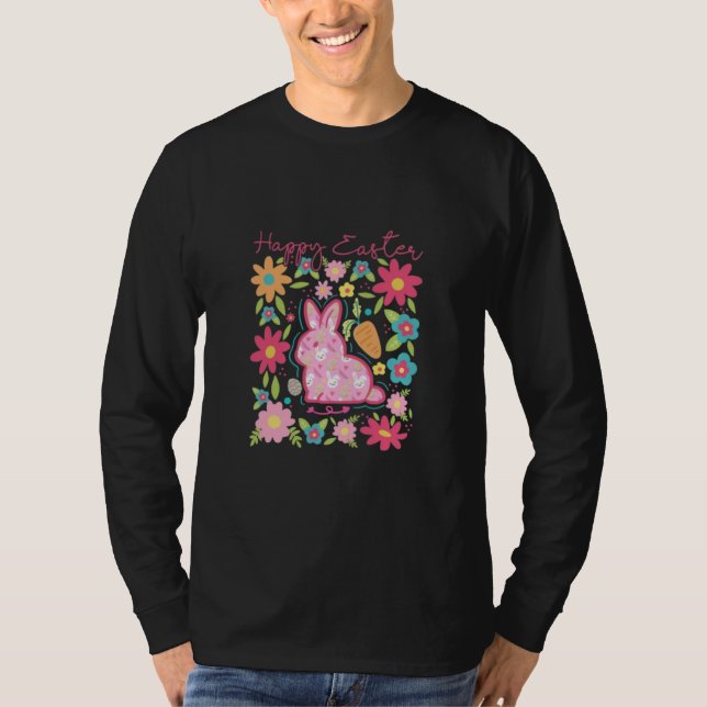 Happy Easter Bunny Illustration T-Shirt (Front)