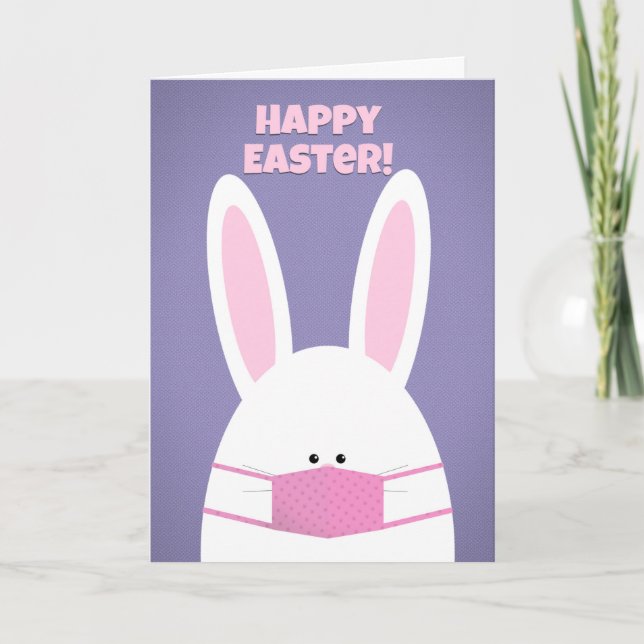 Happy Easter Bunny in Covid Face Mask Humour Holiday Card (Front)
