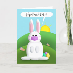 Happy Easter Bunny in Pandimec Face Mask Humour Holiday Card