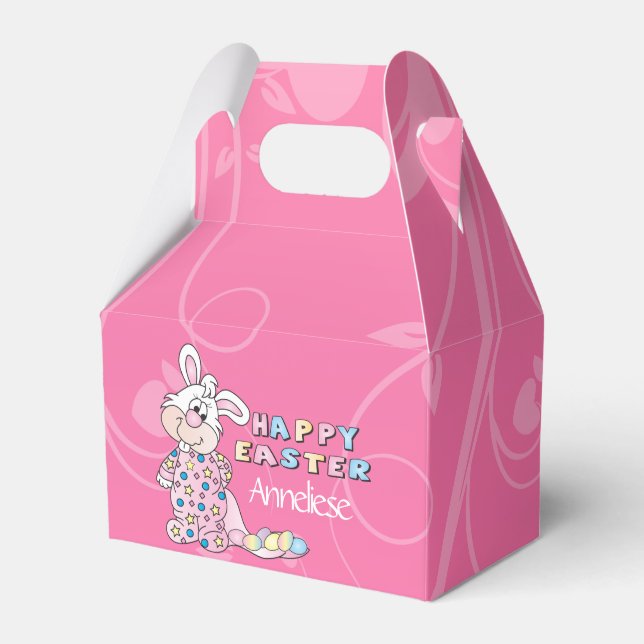 Happy Easter Bunny in Pretty Pink Favour Box (Front Side)