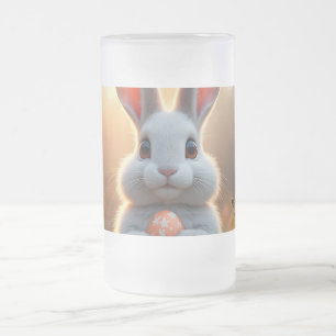 Happy Easter Bunny in the Magic of Spring Frosted Glass Beer Mug