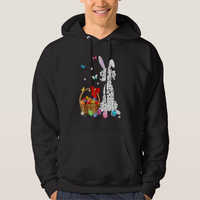 Happy Easter Bunny Llama Bringing Easter Egg Baske Hoodie (Front)