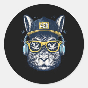 Happy Easter Bunny Men Smoking Weed Easter Classic Round Sticker
