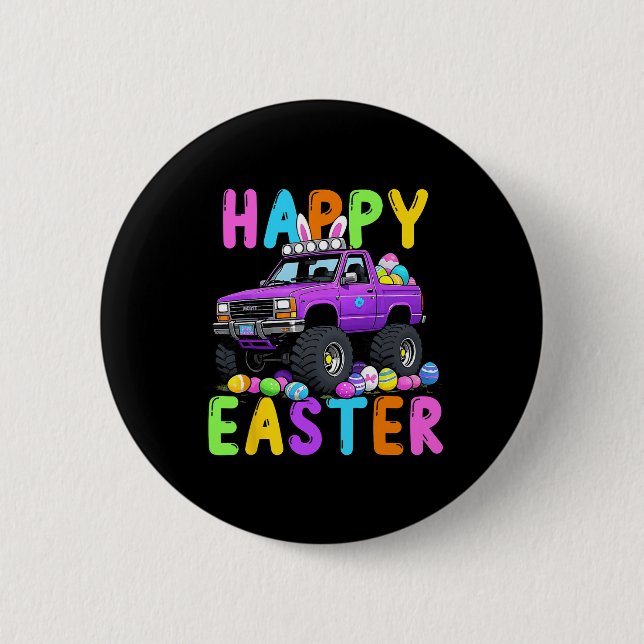 Happy Easter Bunny Monter Truck Funny Madness  6 Cm Round Badge (Front)