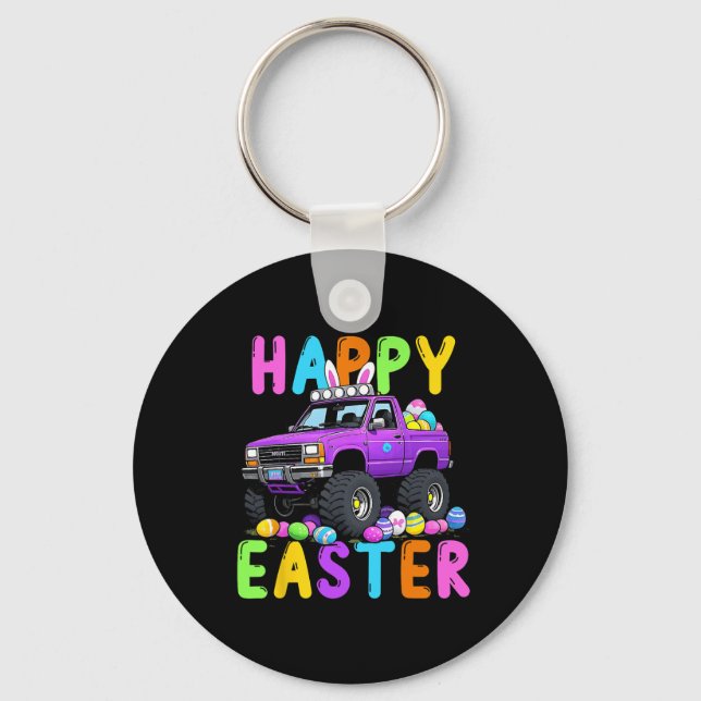Happy Easter Bunny Monter Truck Funny Madness  Key Ring (Front)