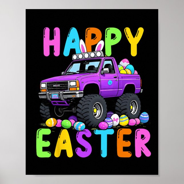 Happy Easter Bunny Monter Truck Funny Madness  Poster (Front)