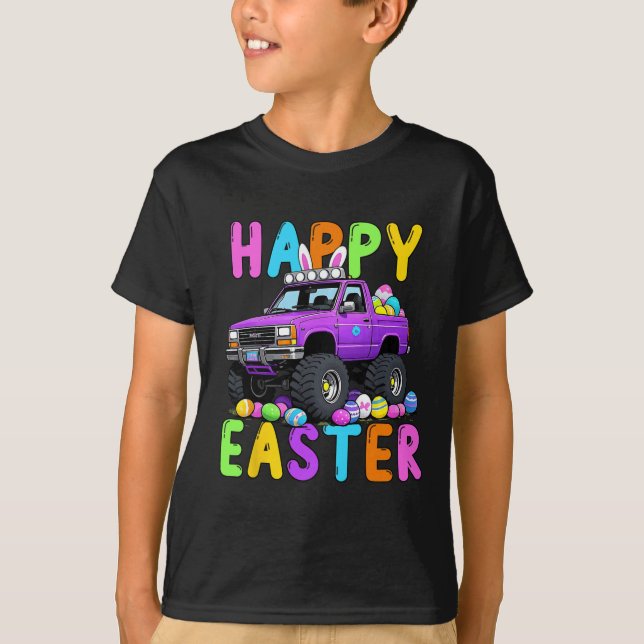 Happy Easter Bunny Monter Truck Funny Madness  T-Shirt (Front)