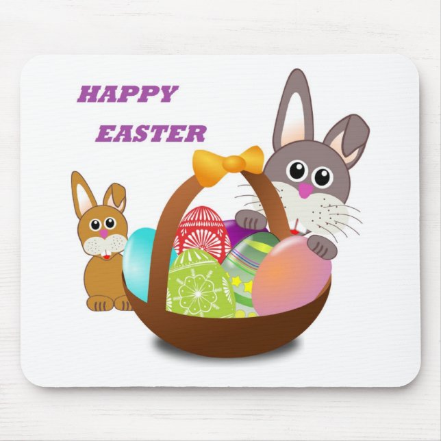 "HAPPY EASTER" BUNNY MOUSE MAT (Front)