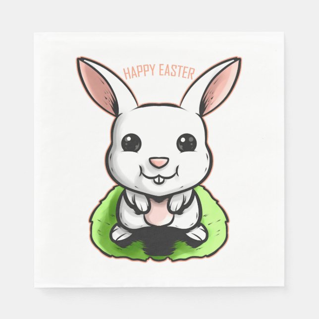 Happy Easter Bunny On Easter Napkin (Front)