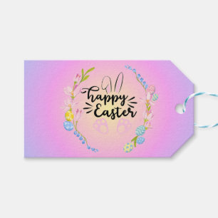 Happy Easter Bunny Outline Pretty Pastel Gift Tags