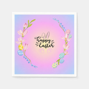 Happy Easter Bunny Outline Pretty Pastel Napkin