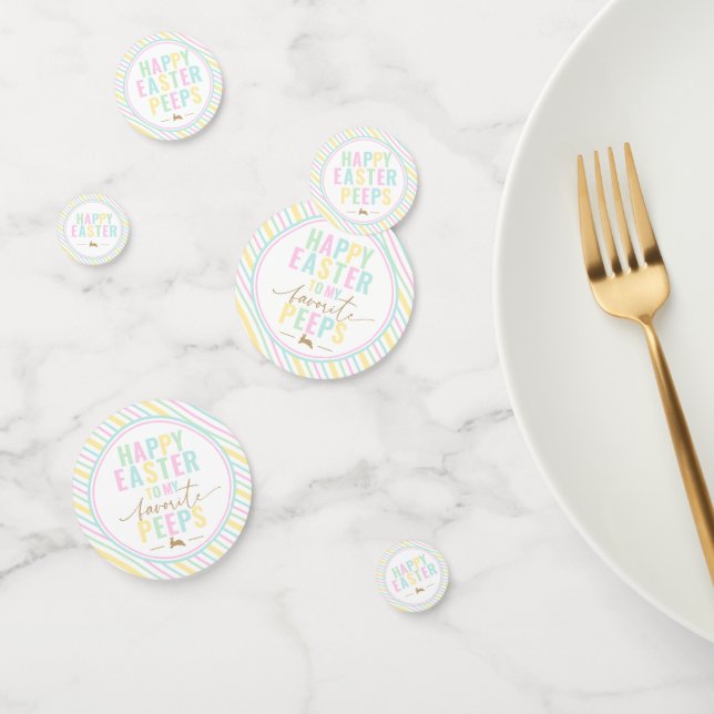 Happy Easter Bunny Pastel Stripe Confetti (Group)