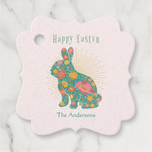 Happy Easter Bunny Pastel Vintage Personalised Favour Tags